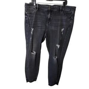 Distressed Black Wash Denim Jeans Plus Size Ripped Grungecore